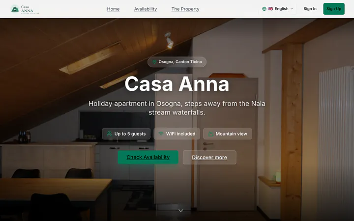Sito web di Casa Anna, appartamento vacanze a Osogna, con prenotazione online