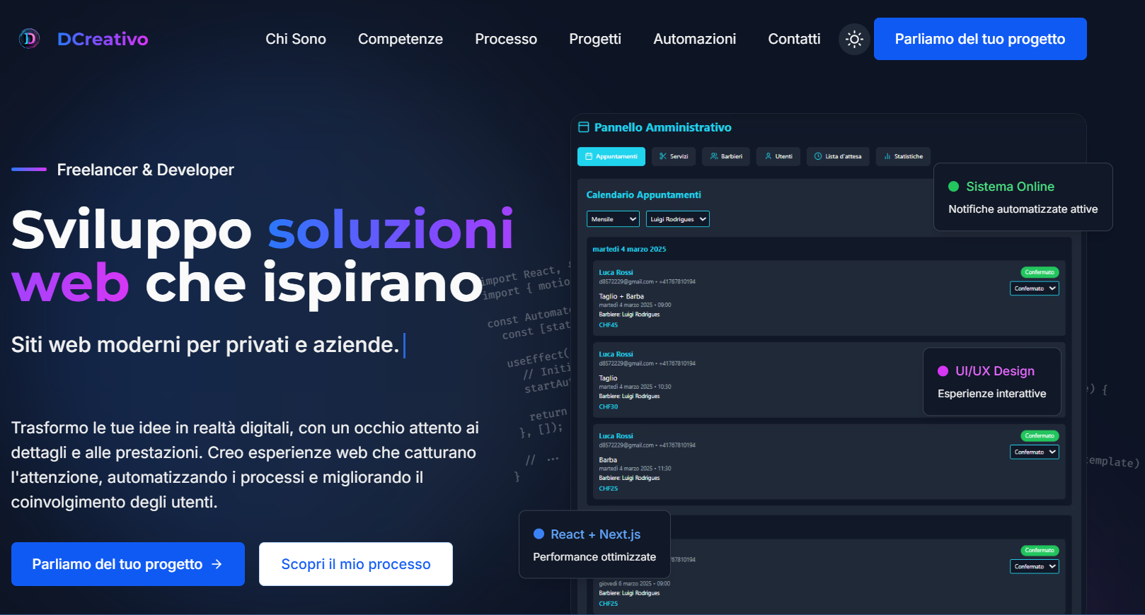 Landing Page professionale per Brand creata da Web Developer in Ticino